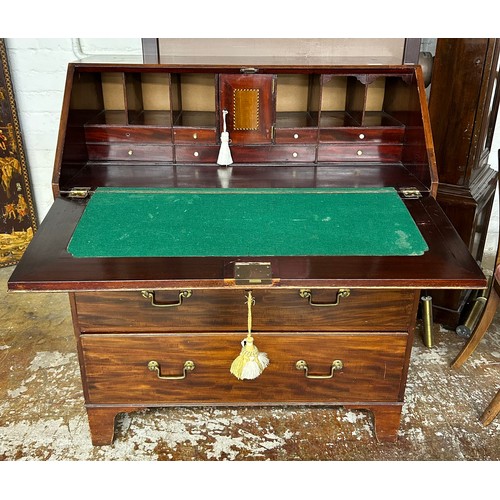 567 - 19th Century mahogany writing bureau, raised on bracket feet