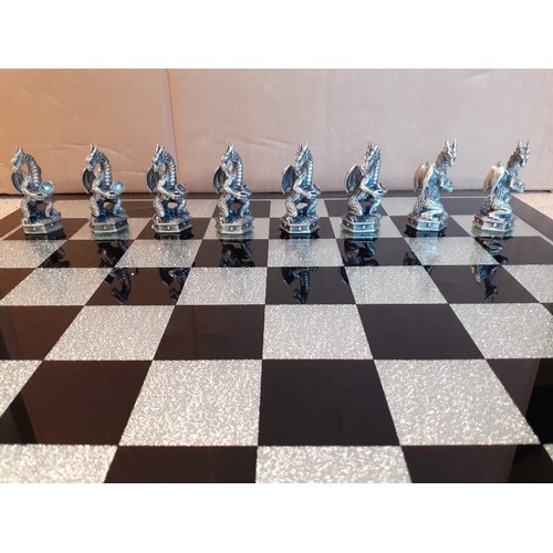 164 - Tudor Mint Wizards and Dragons chess set with board, 2002 (one shelf).