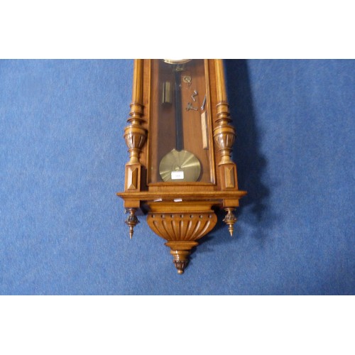 386 - Early 20th century Vienna wall clock with single brass weight.