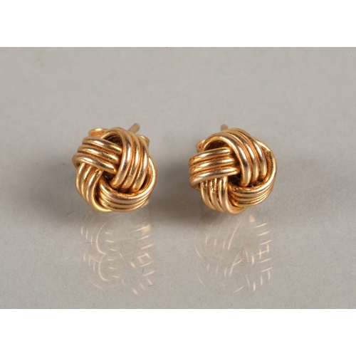 108 - 9ct gold stud knot earrings, 1.49g