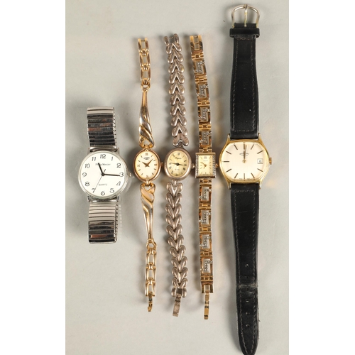 117 - Vintage silver ladies wristwatch, and four others to include Rotary