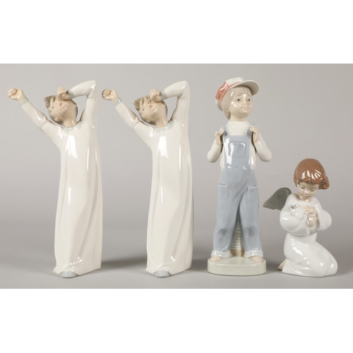 18 - Lladro boy from Madrid with accordion, two sleepy boys, and an angel cherub with dove (4)