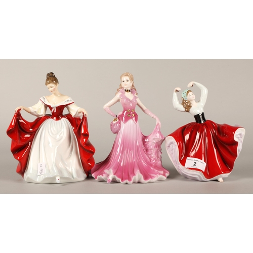 2 - Two Royal Doulton figures to include Karen HN4779, and Sara HN2265, and a Coalport Ladies of Fashion... 