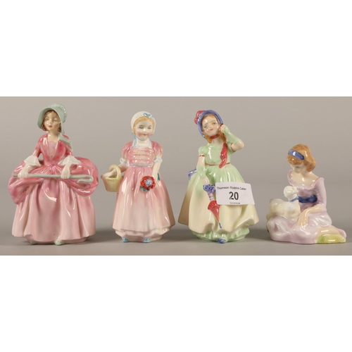 20 - Four Royal Doulton figures, Mary Had a little lamb HN2048, Babe HN1679, Tinker Bell HN1327 and Bo Be... 