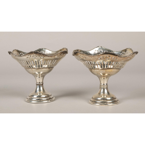 203 - Pair sweetmeat dishes, Birmingham 1912, each approx. 9cm h, weighted base