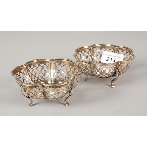 213 - Pair silver baskets on feet, Birmingham 1926, 124g