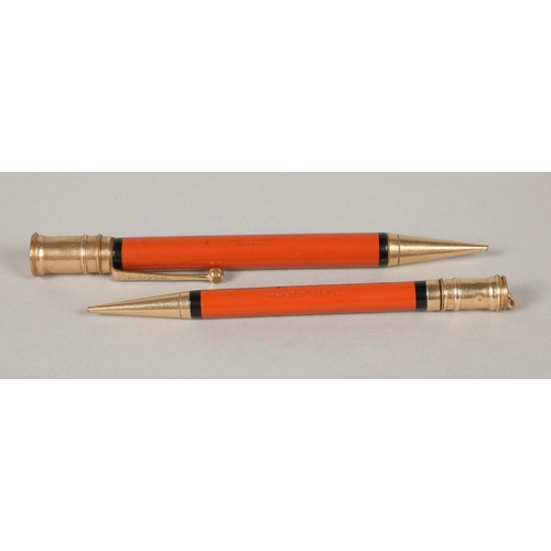 219 - Parker pens, set of two mechanical pencils with gold filled hardware