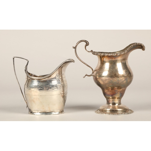 222 - Two silver jugs, George III London 1805 and 1766, gross weight 181g