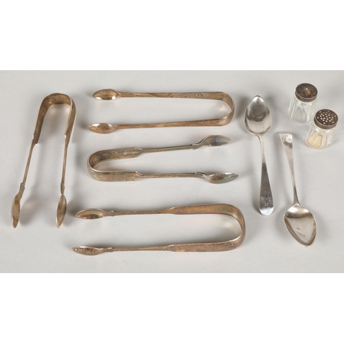 224 - Three pairs of silver sugar tongs to include Newcastle, Edinburgh 1850 and another, another pair EPN... 