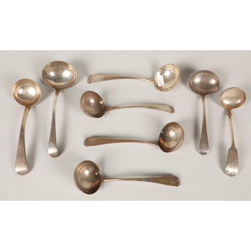 227 - Eight silver ladles, hallmarks to include George III London, Victoria Edinburgh 1855, etc (8)