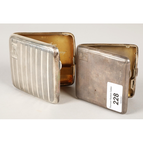 228 - Two silver cigarette cases, 183g