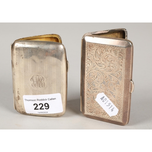 229 - Two silver cigarette cases, 100g