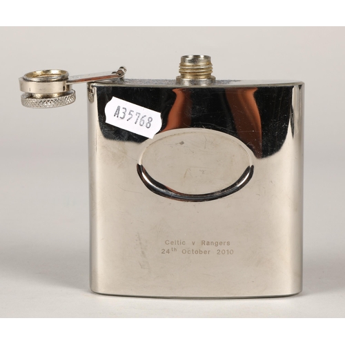 236 - Stainless steel hip flask 'Celtic V Rangers 24th October 2010'