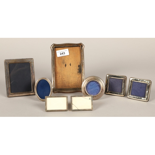 243 - Collection of various silver photoframes.