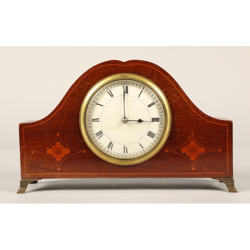 262 - Edwardian inlaid mahogany mantle clock