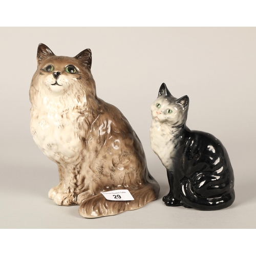 29 - Beswick cat figure No 18672 20cm and another smaller No1030.