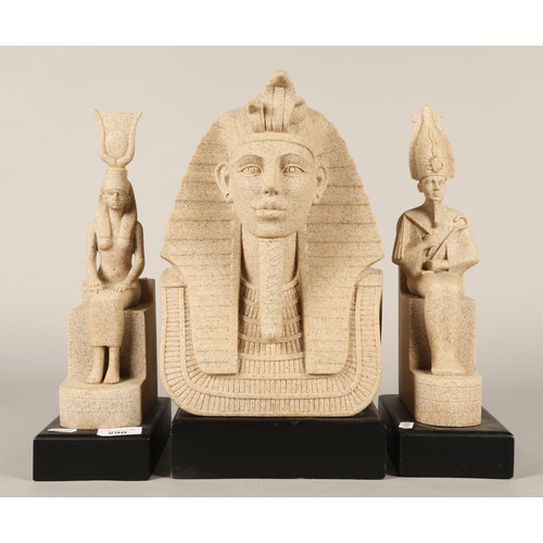 290 - Three Egyptian pharaoh busts