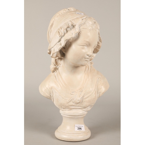 296 - Bust of girl, approx. 47cm high