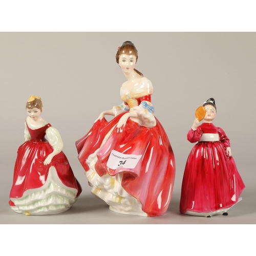 34 - Three Royal Doulton figures, Fair Maiden HN2434, Southern Belle HN2229 and Vanity HN2475 (3)