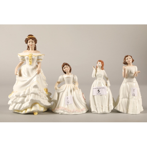 5 - Four Royal Doulton figures to include Angela HN3690, and three Collector's Club exclusives Joy HN387... 