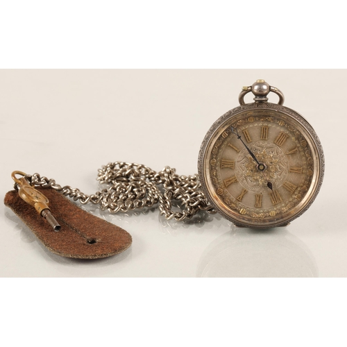 54 - 935 silver ladies pocket watch with bear marks