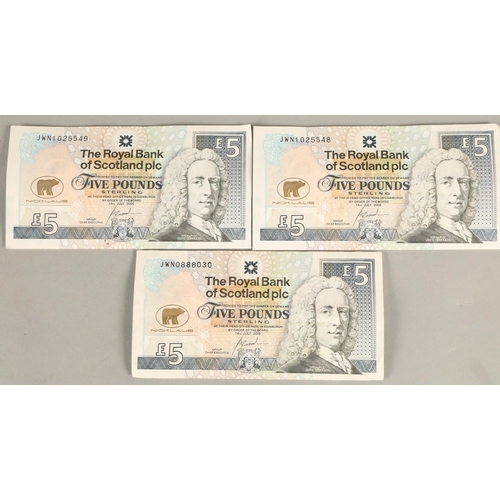 58 - Three Jack Nicklaus Scottish five pound notes (3)