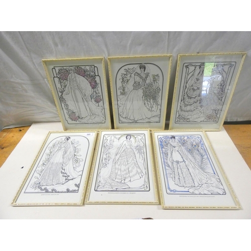 243 - Set of six Royal wedding dress prints.