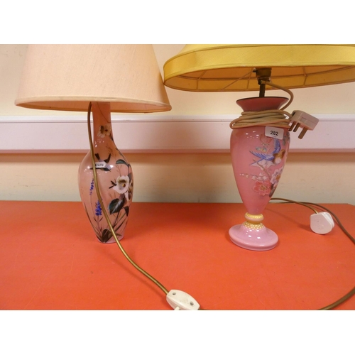 282 - Two antique glass table lamps a/f.