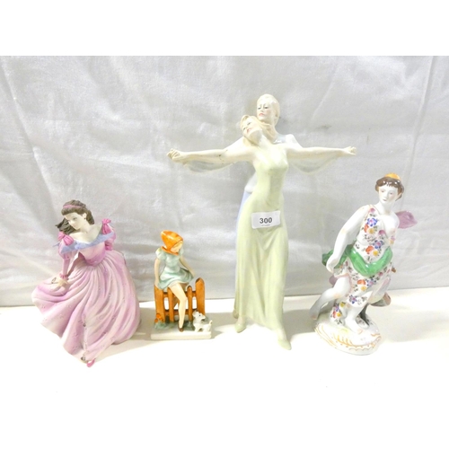 300 - Royal Doulton figure Tango (a/f) and Coalport figure etc.