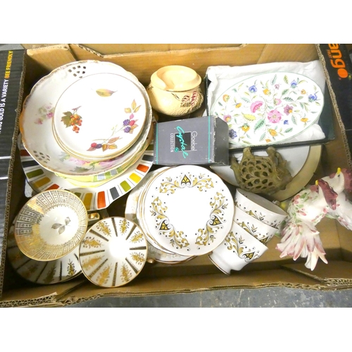 312 - Two boxes of various dinnerware.