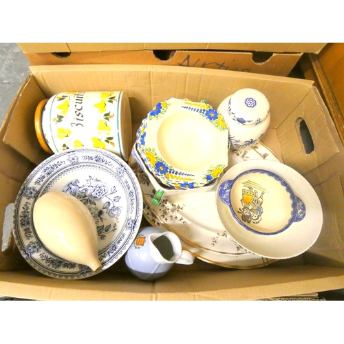 312 - Two boxes of various dinnerware.