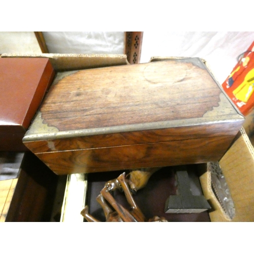 318 - Large box of treen to include jewellery box, puzzles etc.