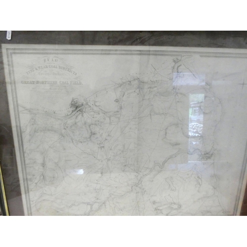 321 - Tyne & Wear coal districts County of Durham Great Northern coal field John Buddle map, W.96cm x ... 