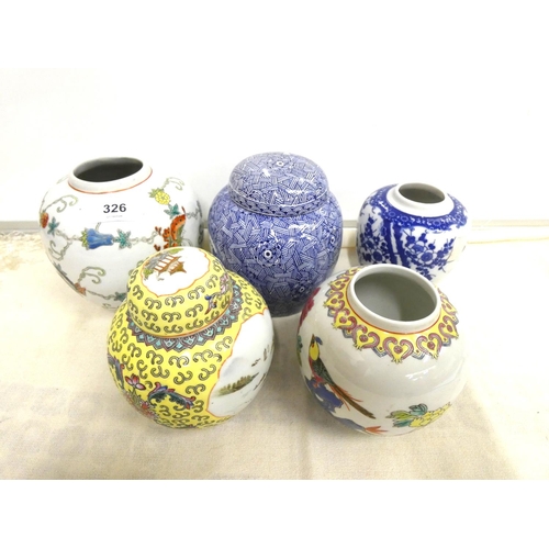 326 - Five modern Chinese ginger jars.