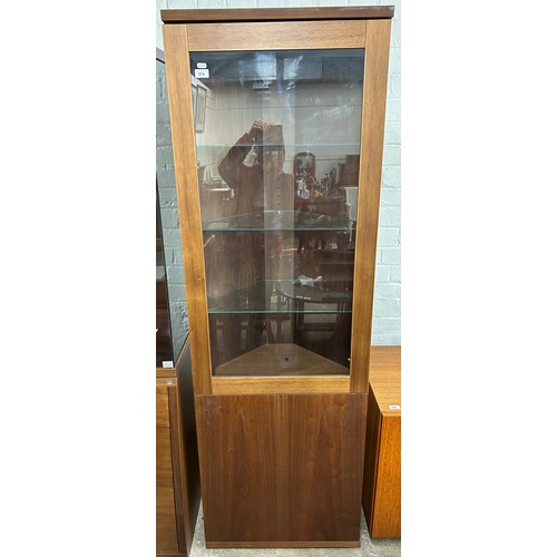 574 - Skovby contemporary glazed corner display unit, H 194cm, W 62cm, D 49cm