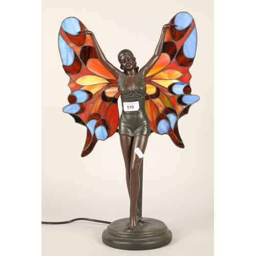 510 - Art deco style winged figure table lamp.