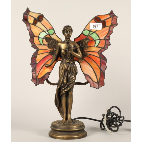 517 - Art Deco style butterfly winged figure lamp.