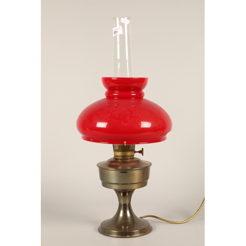 531 - Mid-century brass paraffin lamp