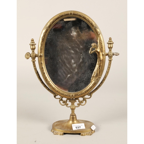 537 - Ornate brass dressing mirror 