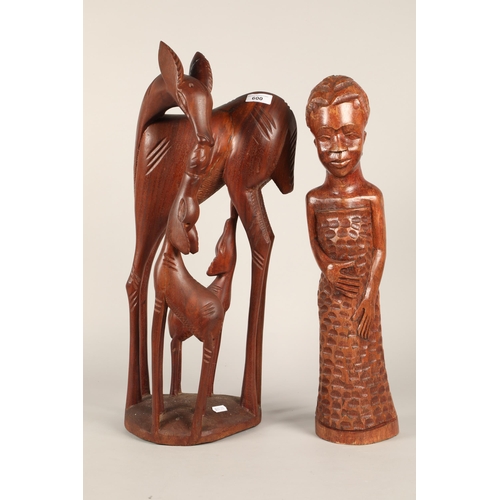 600 - Two African carved hardwood sculptures