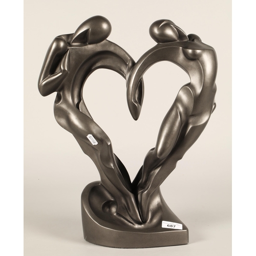 687 - 'Soulmates' figure by Austin Sculpture, approx. 42cm high