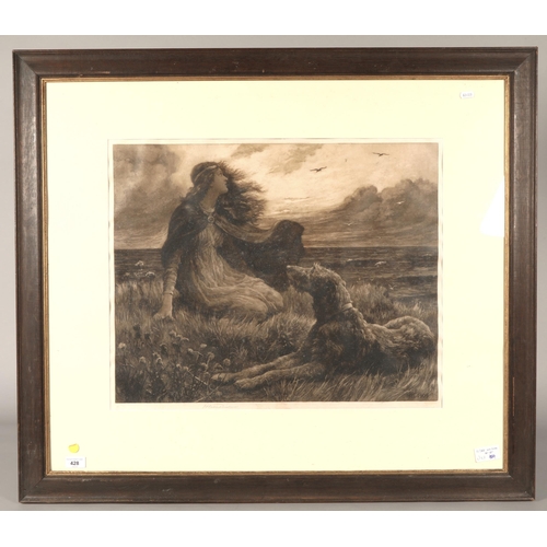 428 - Herbert Dicksee (1862 - 1942), The Viking's Daughter, signed etching dated 1909, 51cm x 63cm... 