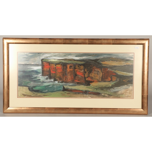 457 - R. Edmonston Abstract cliff sceneFramed mixed mediaSigned and dated '6574.5cm x 29.5cm... 