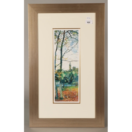 668 - Glasgow University framed print,41cm x 14.5cm