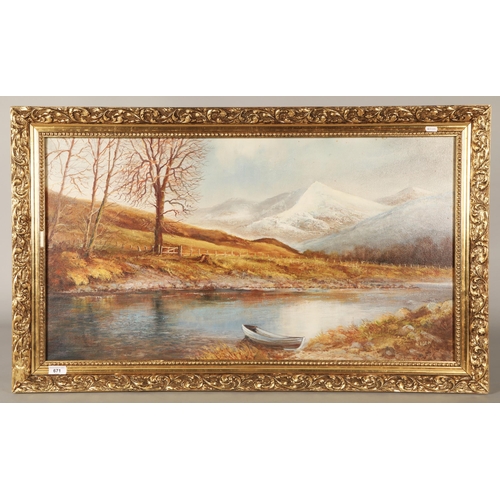 671 - W. GlenMountainous river sceneFramed oil on canvas48.5cm x 89.5cm