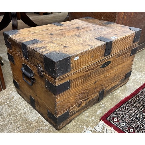 598 - Metal bound lead lined storage chest