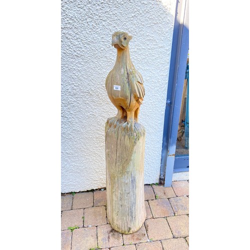 680 - Large hardwood garden sculpture of bird, 123cm high