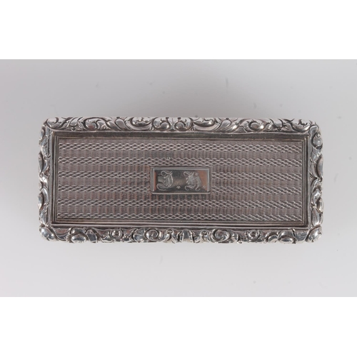 49 - Antique George IV silver snuff box of rectangular shape, the body with all over engine turned decora... 