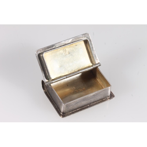 51 - Elizabeth II novelty silver snuff or pill box in the form of a book, the cartouche bearing the initi... 