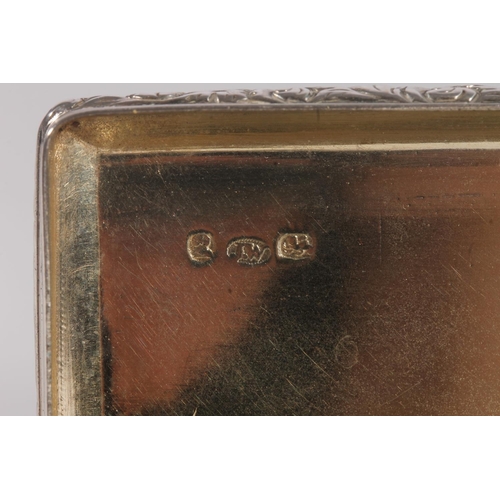 57 - Antique William IV silver snuff box of rectangular shape having engine turned decoration to the top ... 